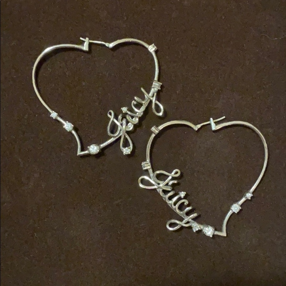 Juicy Couture Heart Hoop Earrings- silver